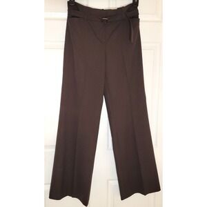 NWT Loft Ann Taylor Size 4 Belted Flare Leg Ann Pants In a Dark Brown Color